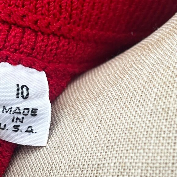 Vintage St. John Marie Red Knit Midi Dress Women's 10 80s Big Shoulders - Picture 8 of 10